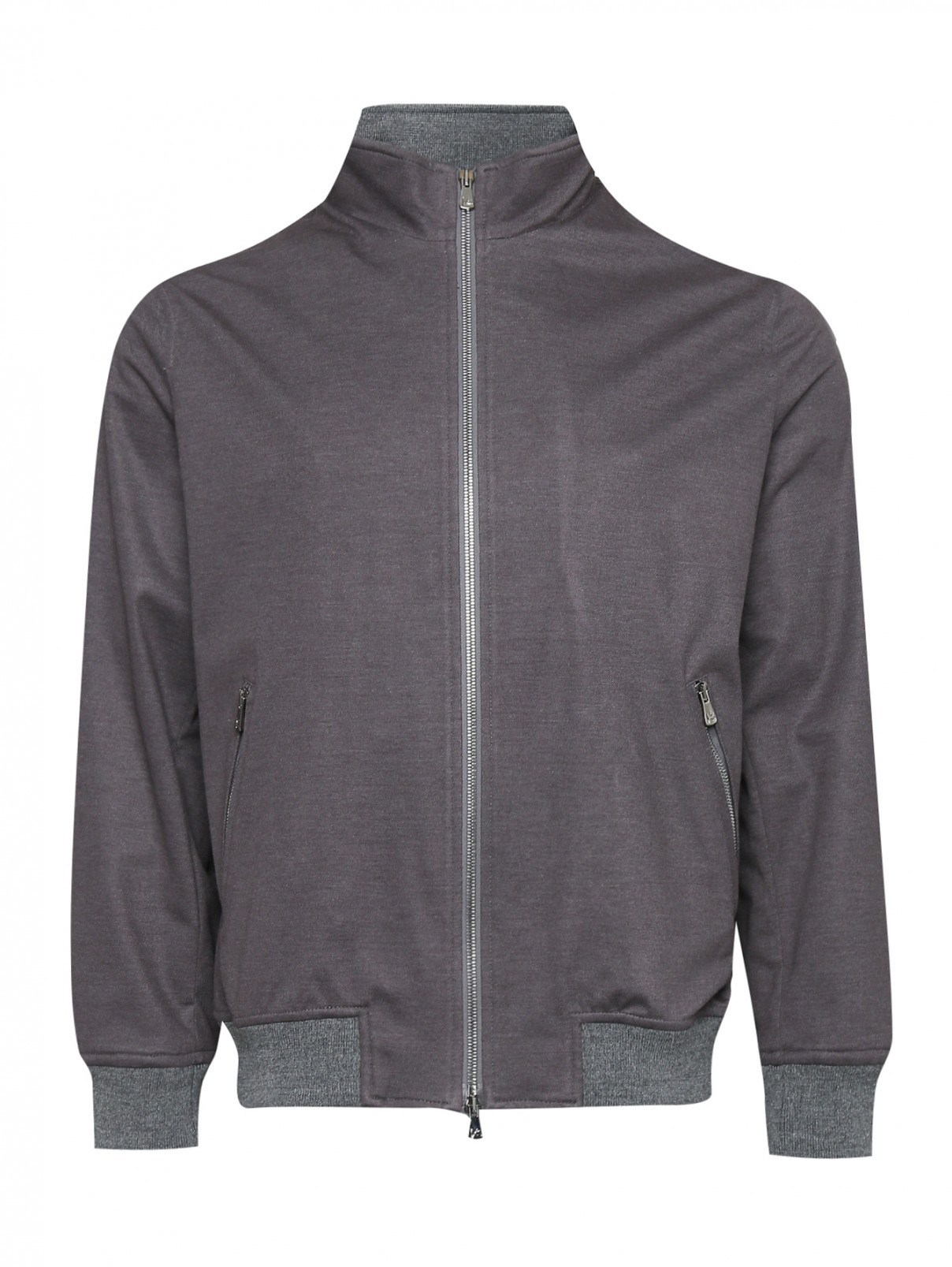 Куртка из кашемира и шелка на молнии Isaia  –  Общий вид  – Цвет:  Серый