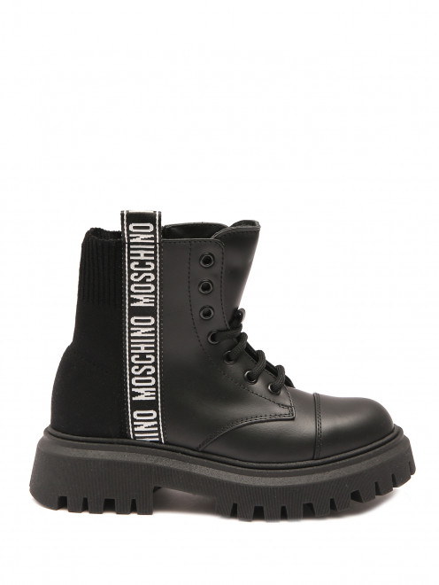Ботинки из кожи и текстиля с логотипом  Moschino - Обтравка1