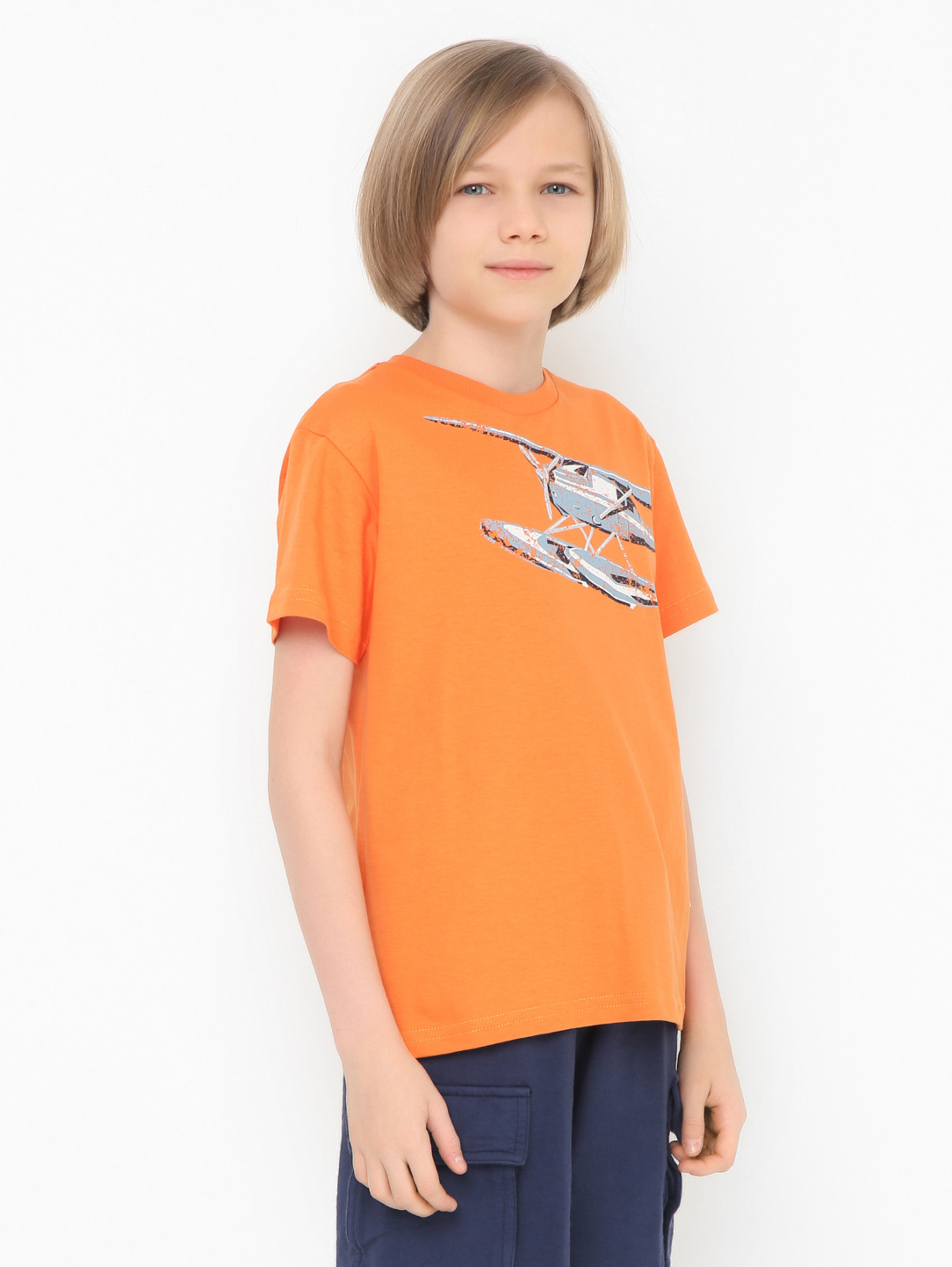 Трикотажная футболка с круглым вырезом Il Gufo  –  МодельВерхНиз  – Цвет:  Оранжевый