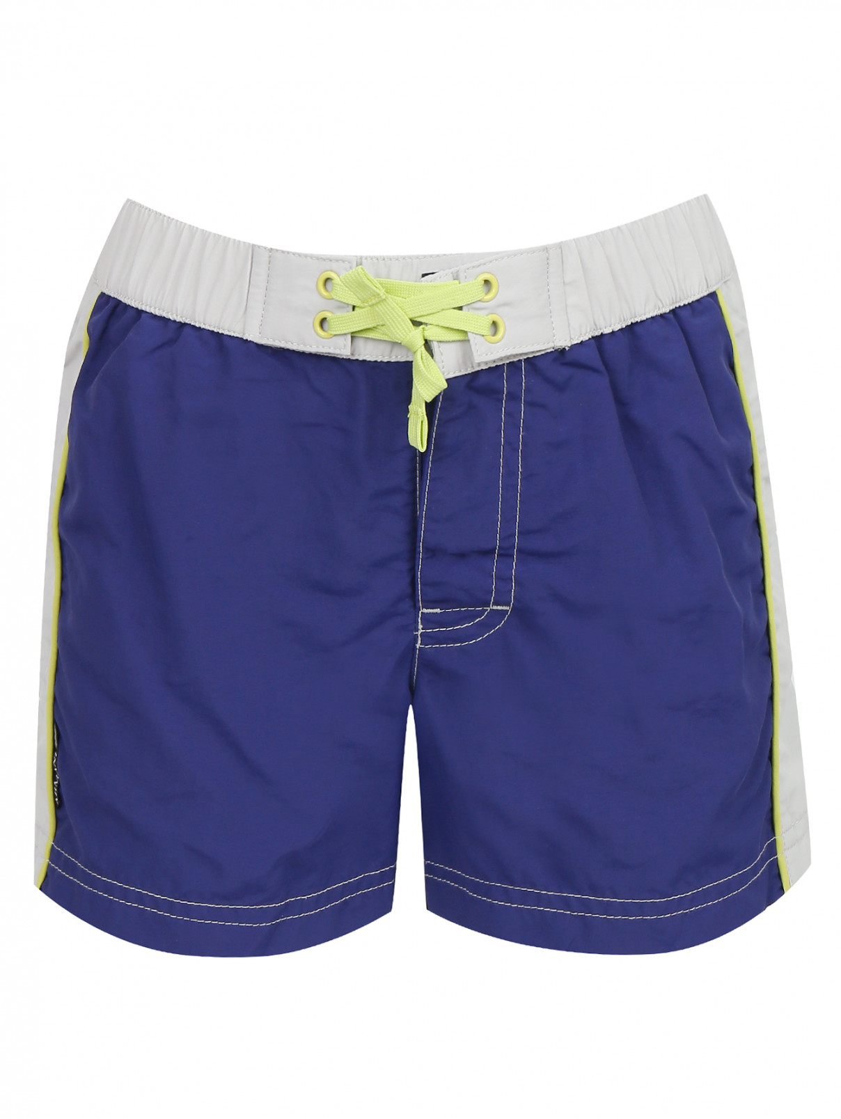 Шорты плавательные с накладным карманом Armani Junior  –  Общий вид  – Цвет:  Синий