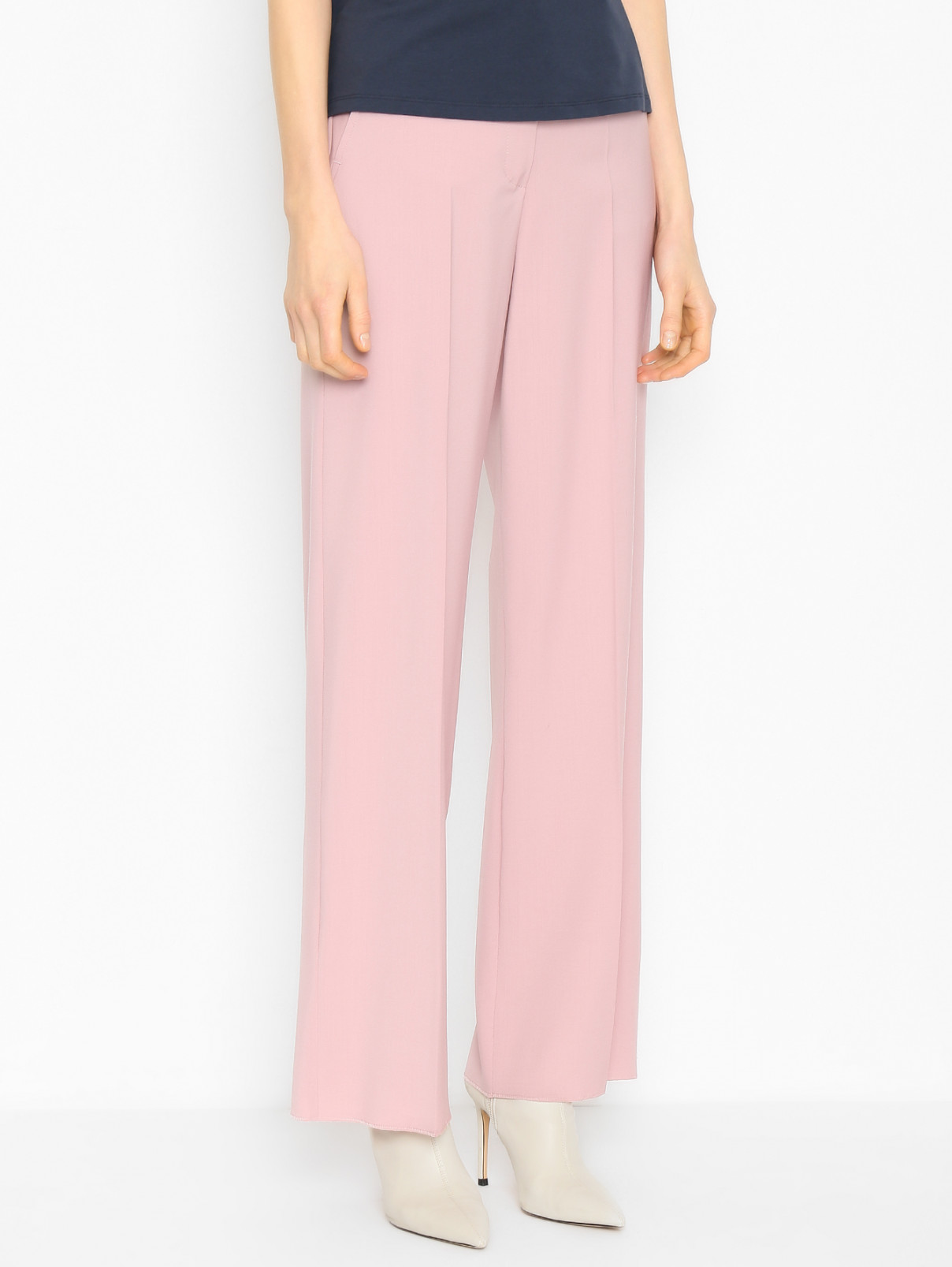 Однотонные брюки из шерсти Weekend Max Mara  –  МодельВерхНиз  – Цвет:  Розовый
