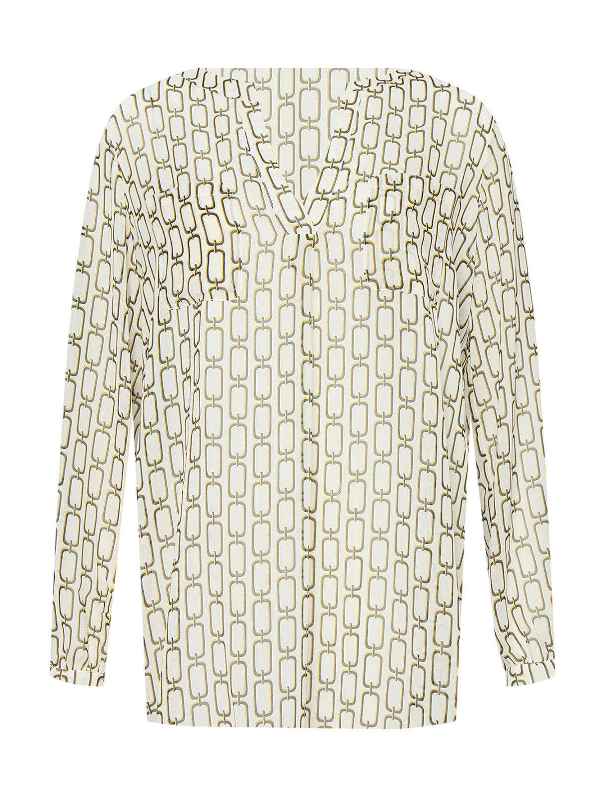 Блуза с узором Marina Rinaldi  –  Общий вид  – Цвет:  Белый