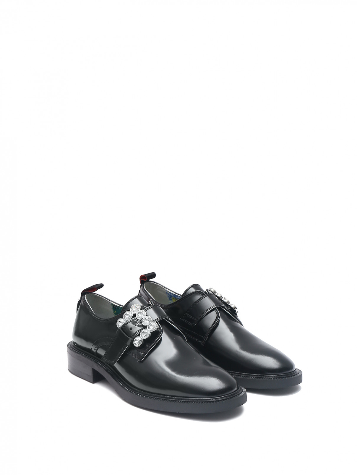 Туфли из кожи с кристаллами Max&Co  –  Общий вид  – Цвет:  Черный