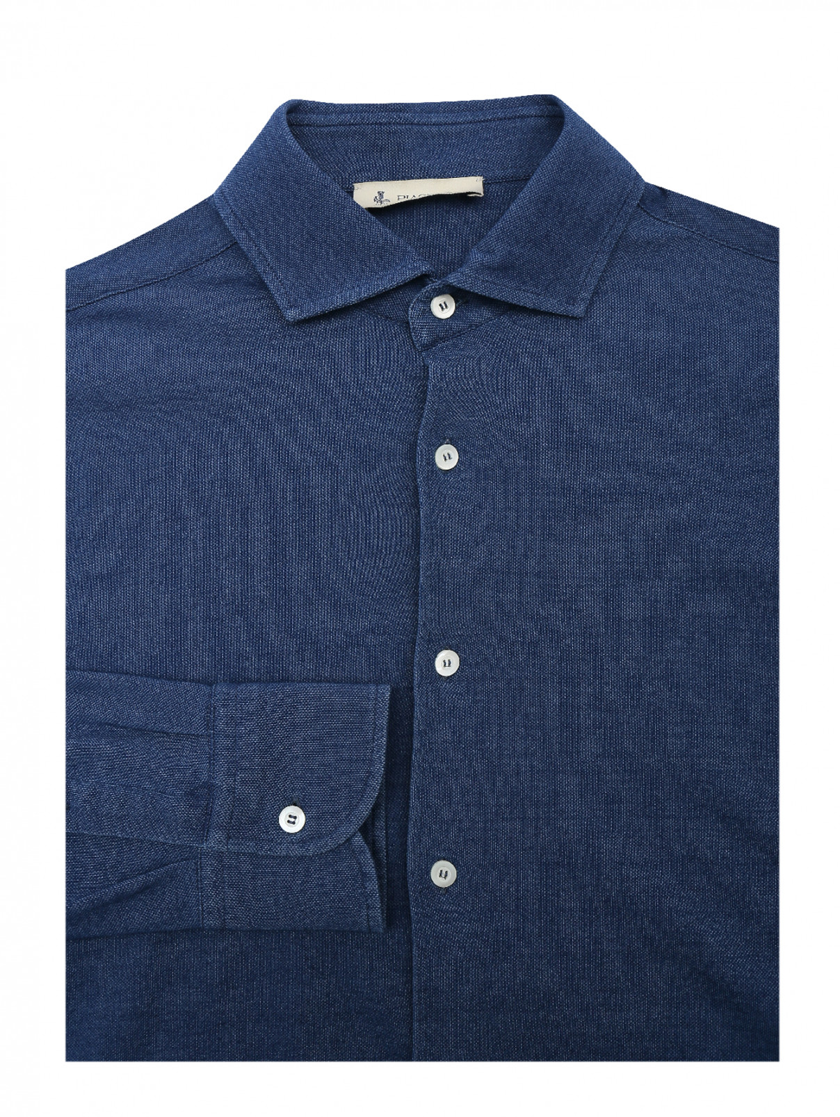 Рубашка трикотажная из хлопка Piacenza Cashmere  –  Общий вид  – Цвет:  Синий
