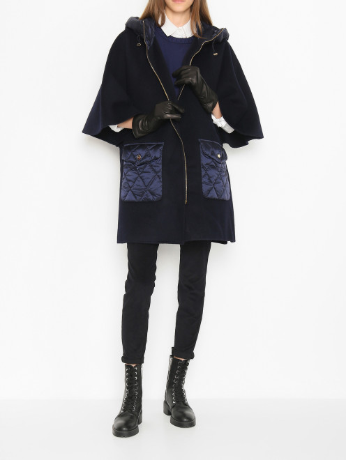 Пальто из шерсти с капюшоном Luisa Spagnoli - МодельОбщийВид