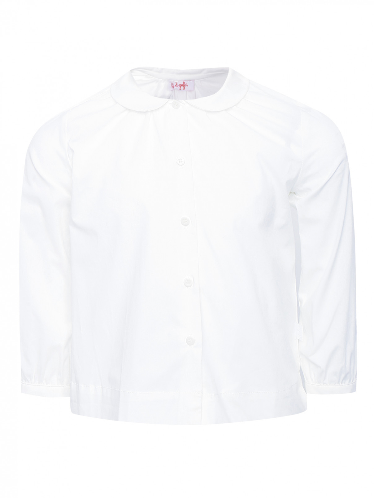 Блуза из хлопка с круглым воротником Il Gufo  –  Общий вид  – Цвет:  Белый