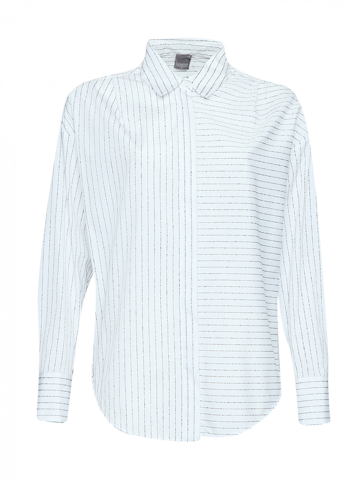 Рубашка из смешанного хлопка с узором полоска Lorena Antoniazzi  –  Общий вид  – Цвет:  Белый