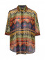 Блуза из хлопка и шелка с узором Marina Rinaldi  –  Общий вид