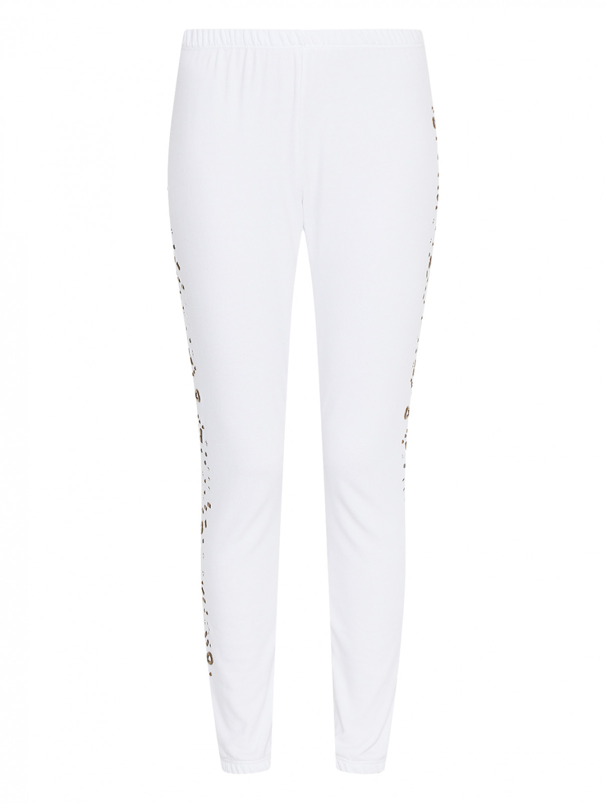 Трикотажные брюки из хлопка с декором Wildfox  –  Общий вид  – Цвет:  Белый