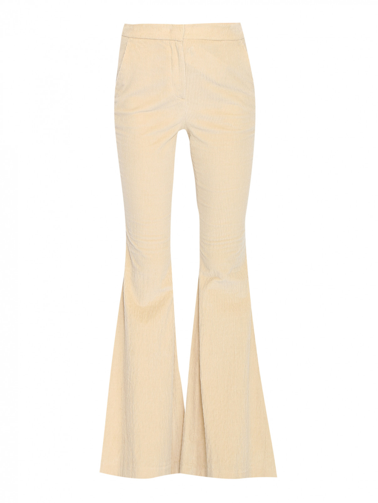 Расклешенные брюки из хлопка LARDINI  –  Общий вид  – Цвет:  Бежевый