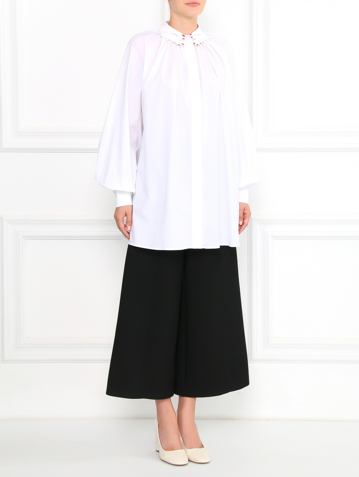 Удлиненная блуза с декоративным воротником Vivetta  –  Модель Общий вид  – Цвет:  Белый
