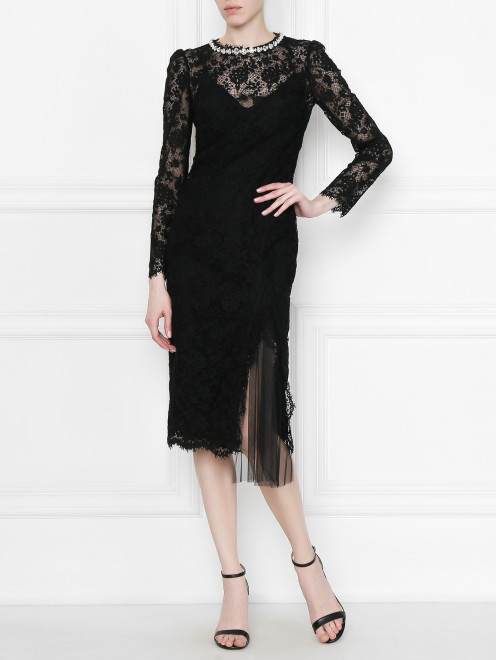 Платье кружевное с декором стразами Ermanno Scervino - МодельОбщийВид
