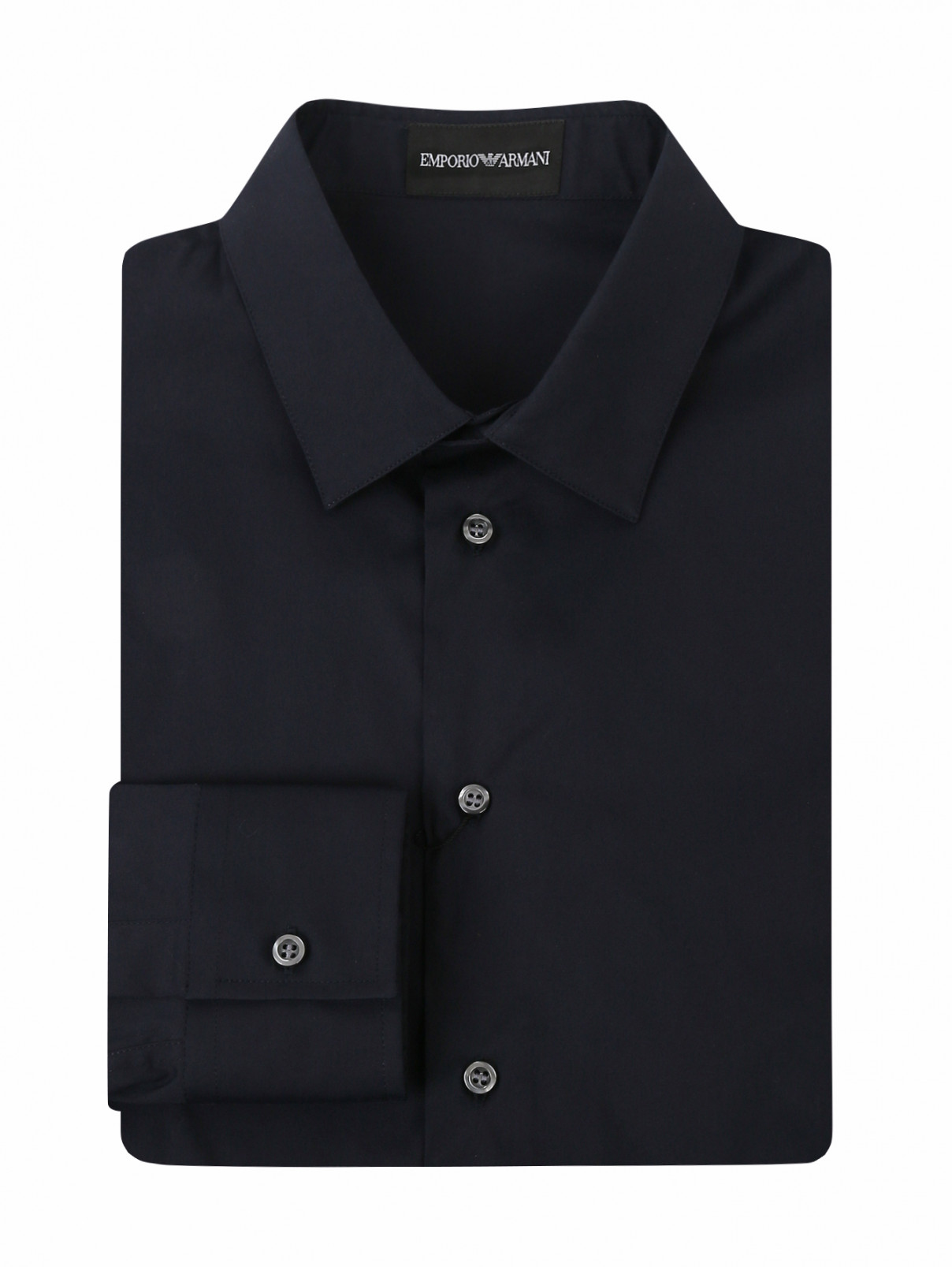 Рубашка из хлопка Emporio Armani  –  Общий вид  – Цвет:  Синий