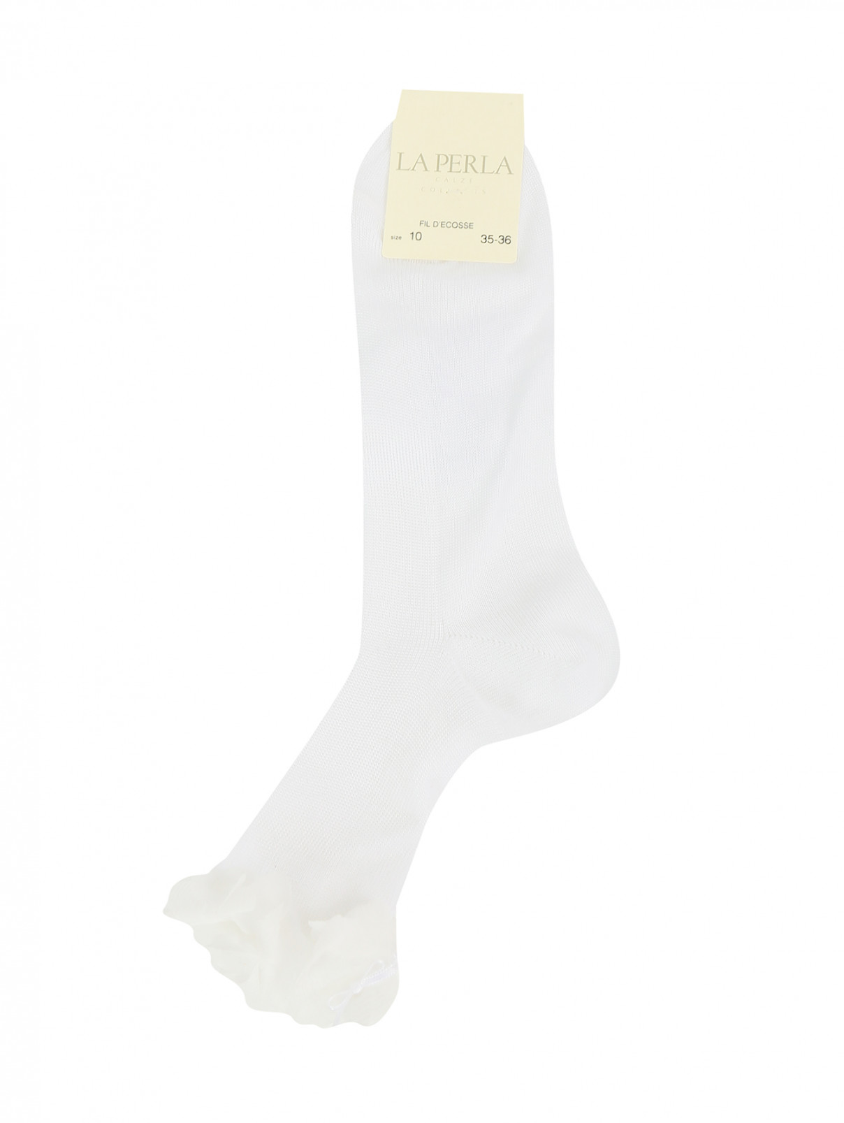 Носки из хлопка с декоративным краем La Perla  –  Общий вид  – Цвет:  Белый