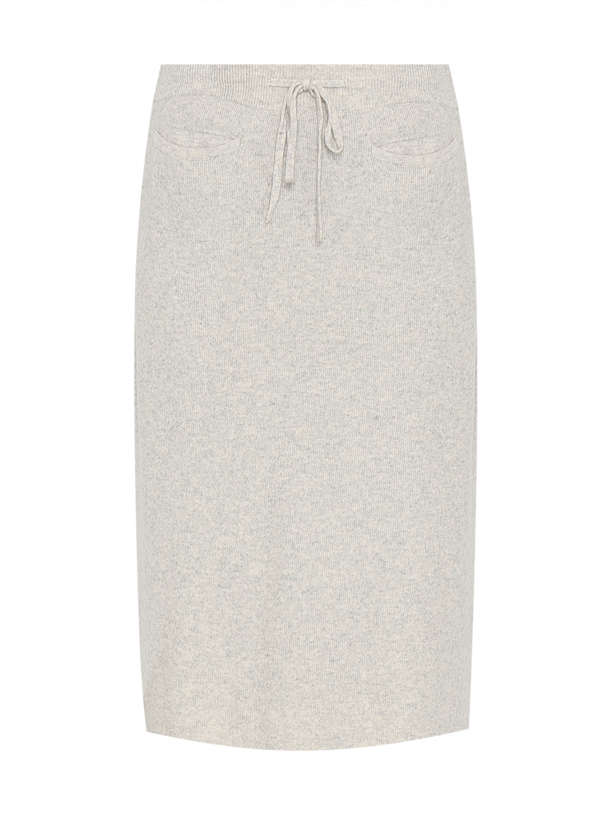 Трикотажная юбка с разрезами и карманами Max&Moi  –  Общий вид  – Цвет:  Серый