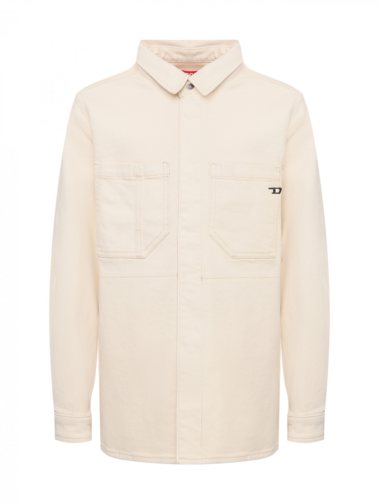 Куртка с накладными карманами из денима Diesel  –  Общий вид  – Цвет:  Белый