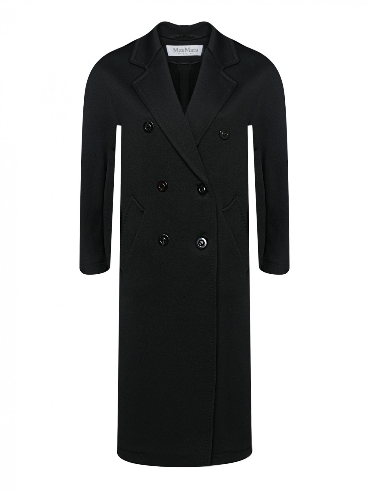 Трикожатное бесподкладочное пальто Max Mara  –  Общий вид  – Цвет:  Черный