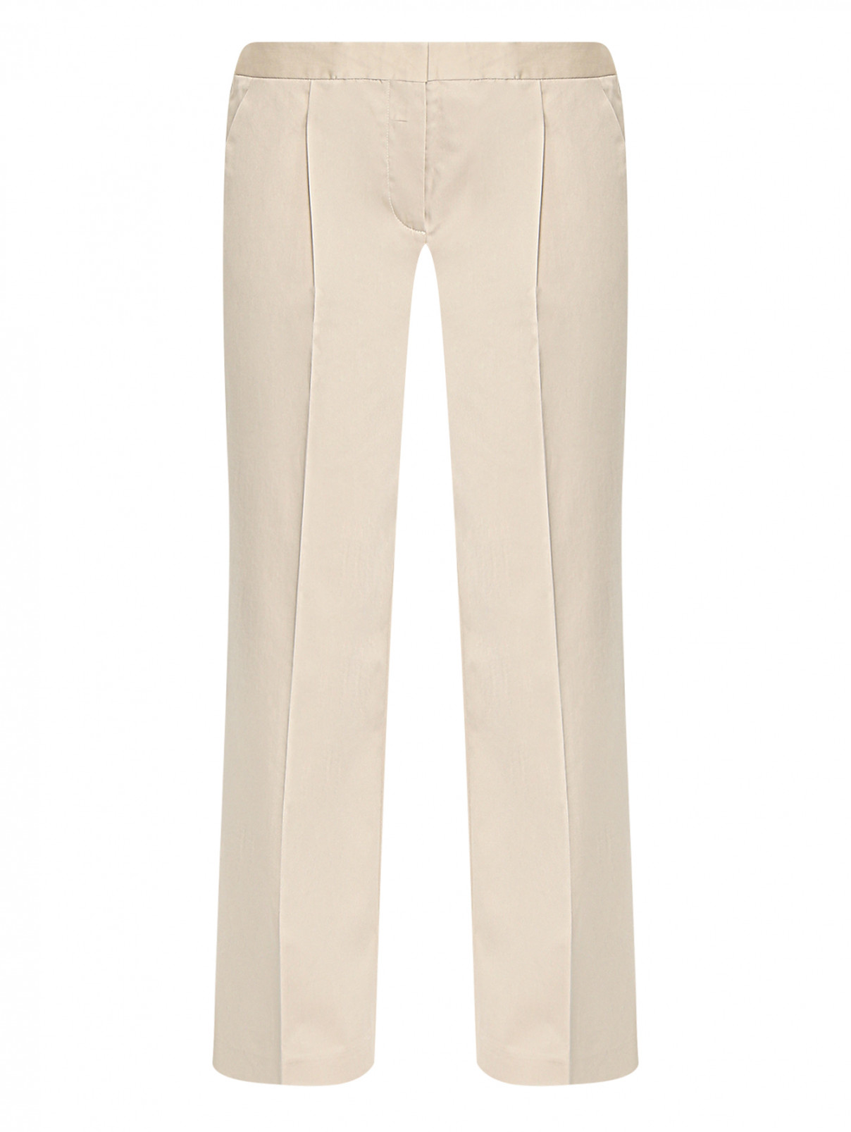 Укороченные брюки из хлопка BOUTIQUE MOSCHINO  –  Общий вид  – Цвет:  Бежевый