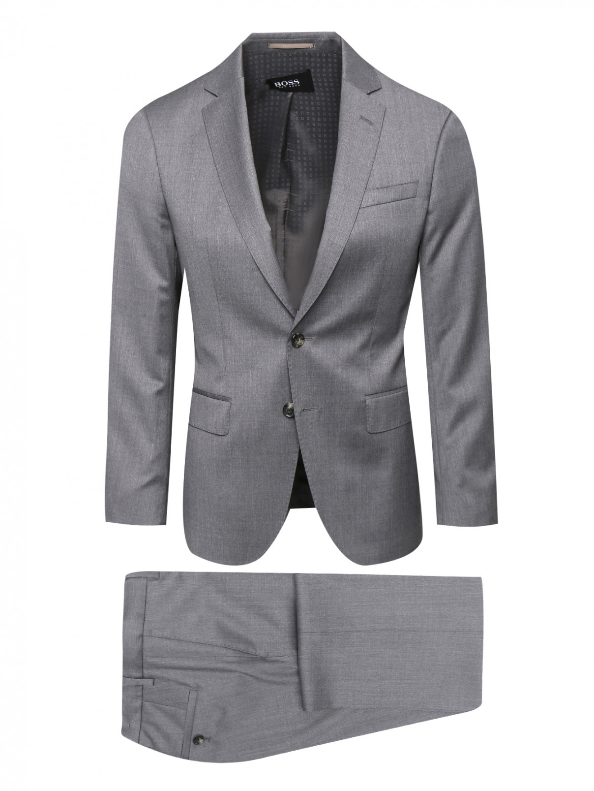 Однотонный костюм из шерсти Boss  –  Общий вид  – Цвет:  Серый