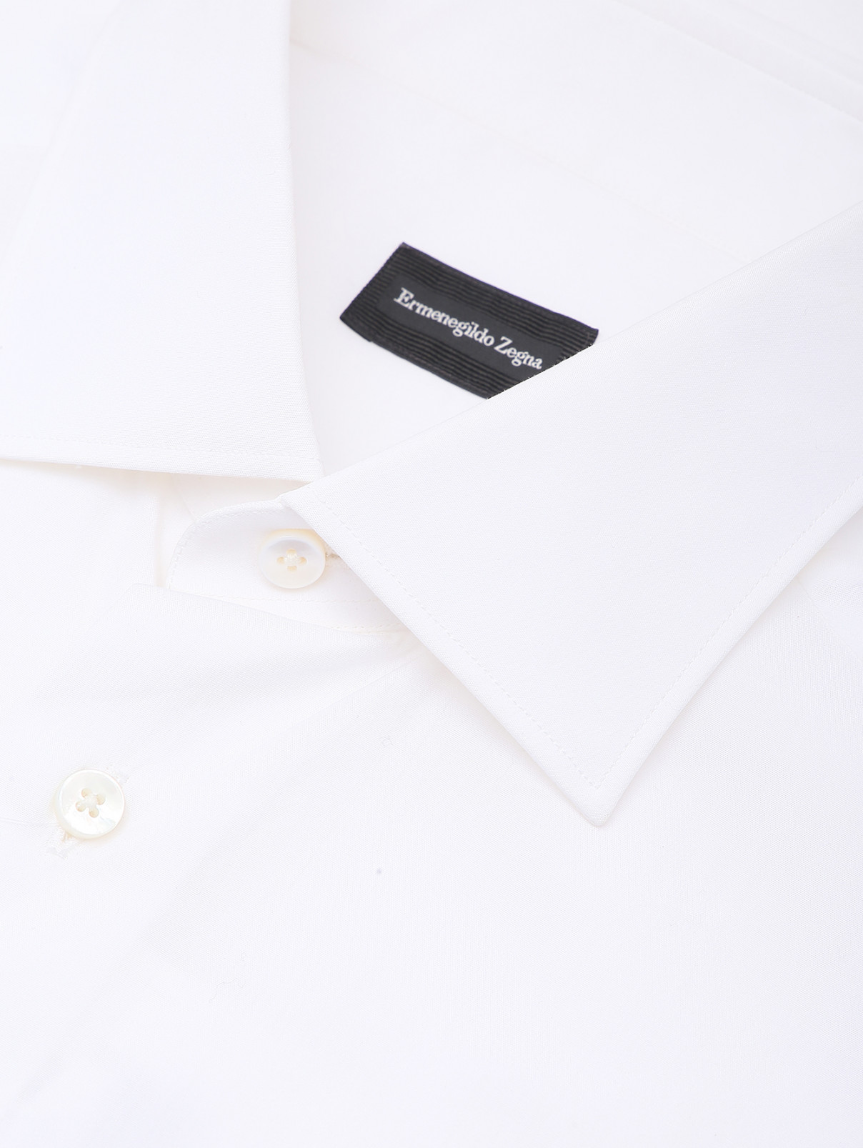 Рубашка из хлопка Ermenegildo Zegna  –  Деталь  – Цвет:  Белый