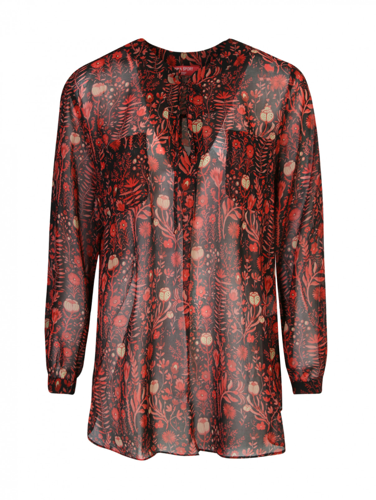 Блуза с цветочным узором Marina Rinaldi  –  Общий вид  – Цвет:  Мультиколор