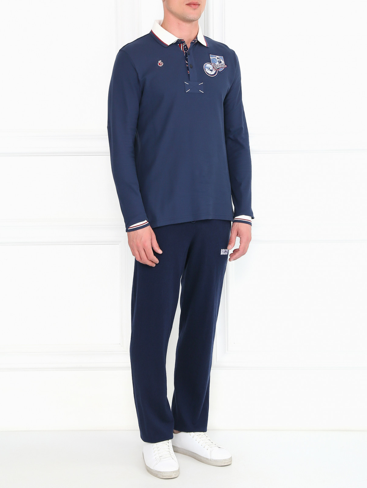 Спортивные брюки из хлопка и шерсти BOSCO  –  Модель Общий вид  – Цвет:  Синий