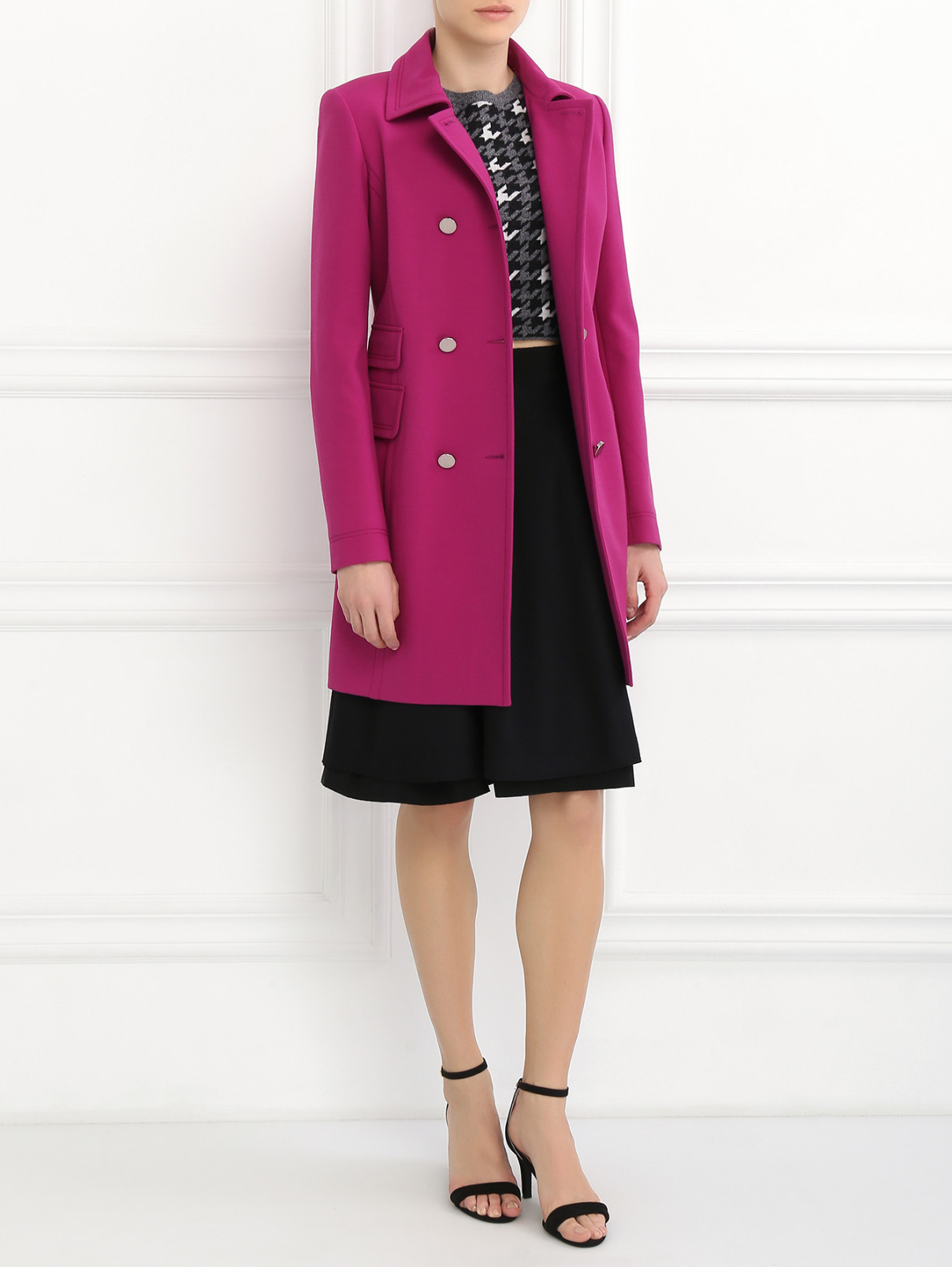 Пальто с металлической фурнитурой Barbara Bui  –  Модель Общий вид  – Цвет:  Розовый