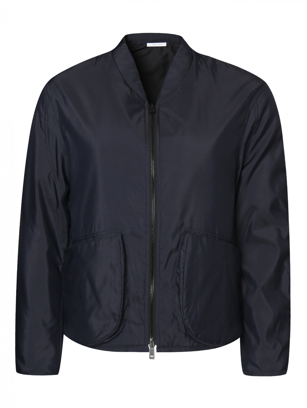 Куртка с трикотажной вставкой на спине Jil Sander  –  Общий вид  – Цвет:  Синий