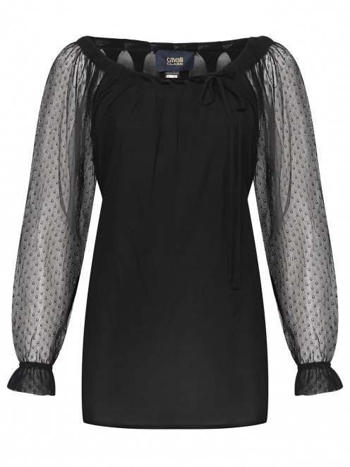 Блуза из вискозы комбинированная - Общий вид