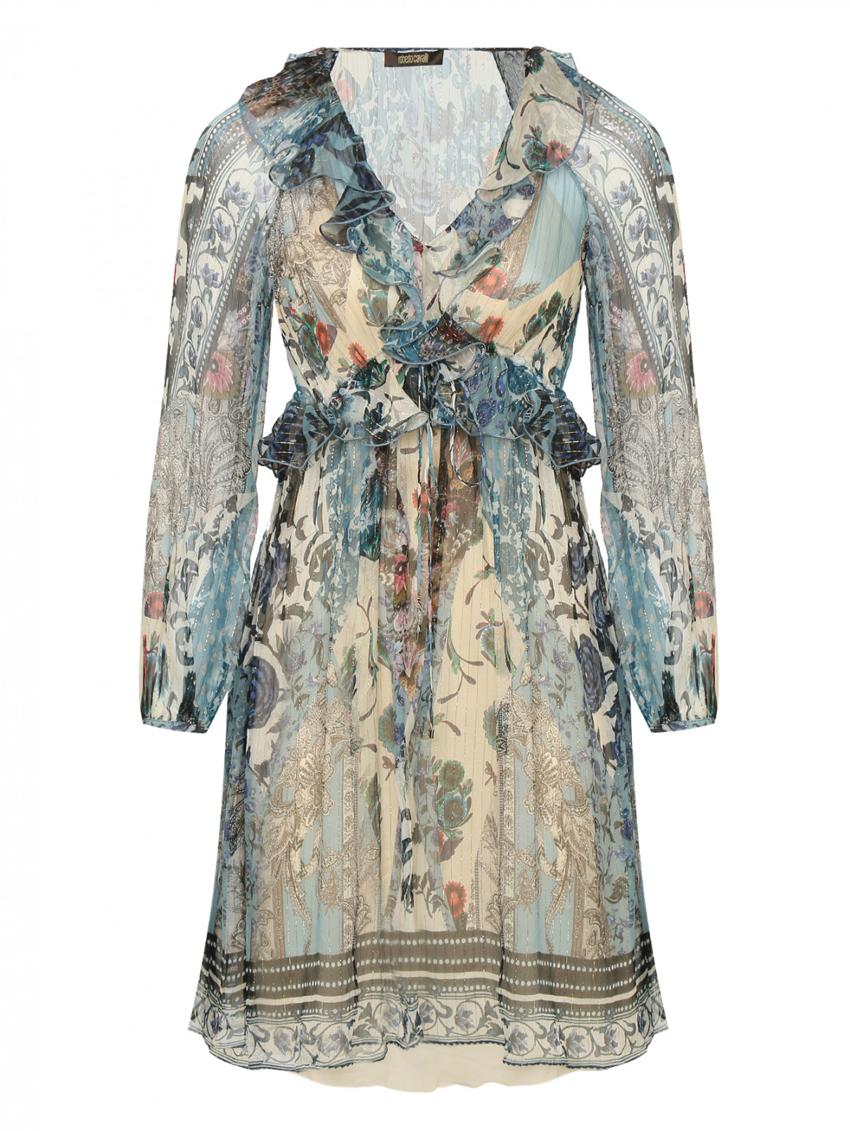 Платье с длинным рукавом Roberto Cavalli  –  Общий вид  – Цвет:  Узор