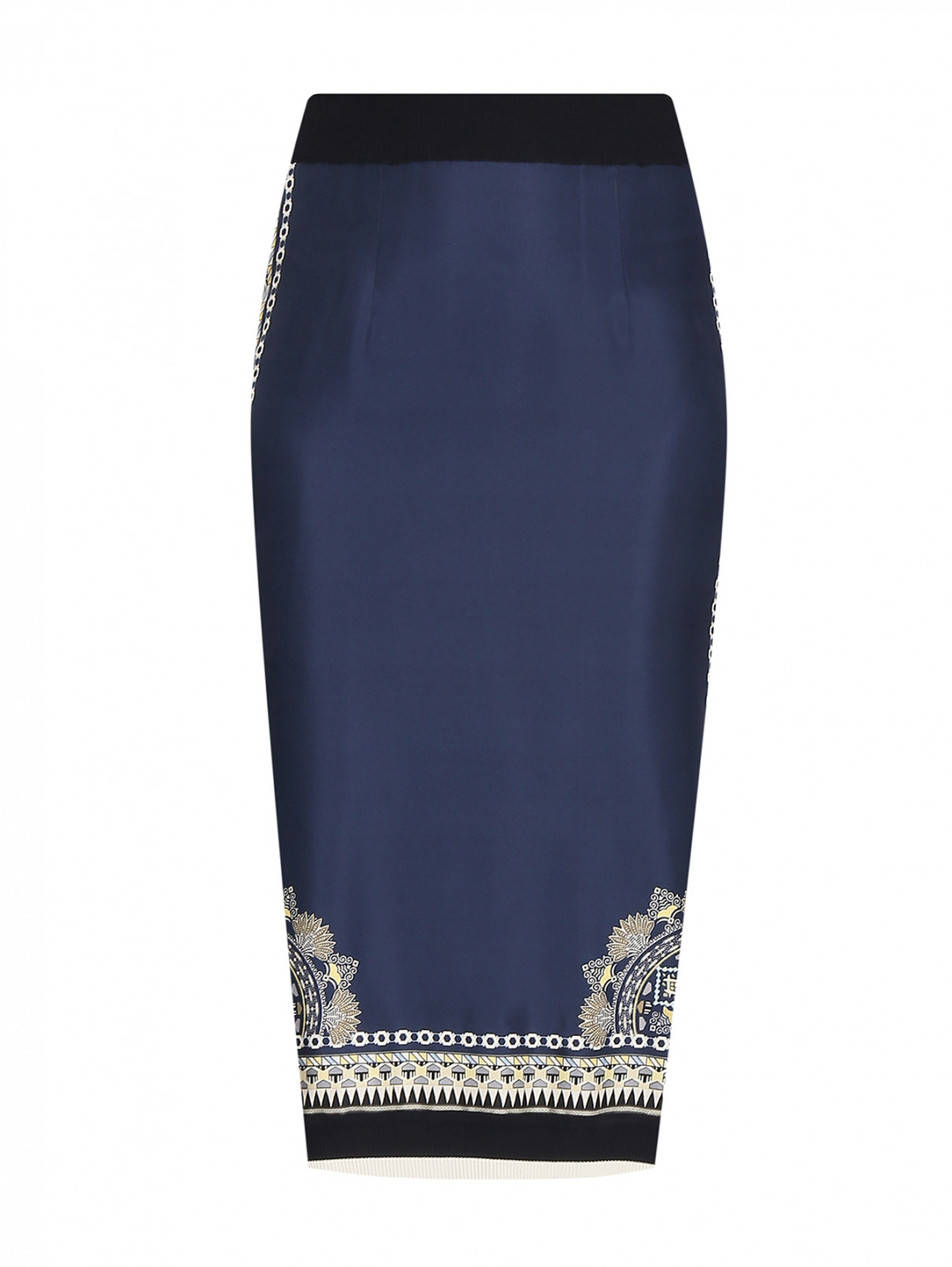 Комбинированная юбка с узором Etro  –  Общий вид  – Цвет:  Синий