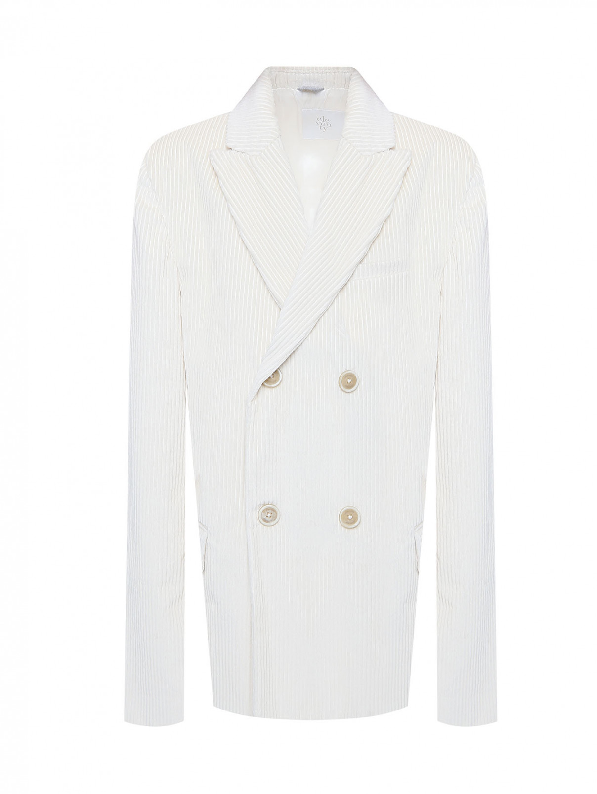 Двубортный пиджак из вельвета Eleventy  –  Общий вид  – Цвет:  Белый