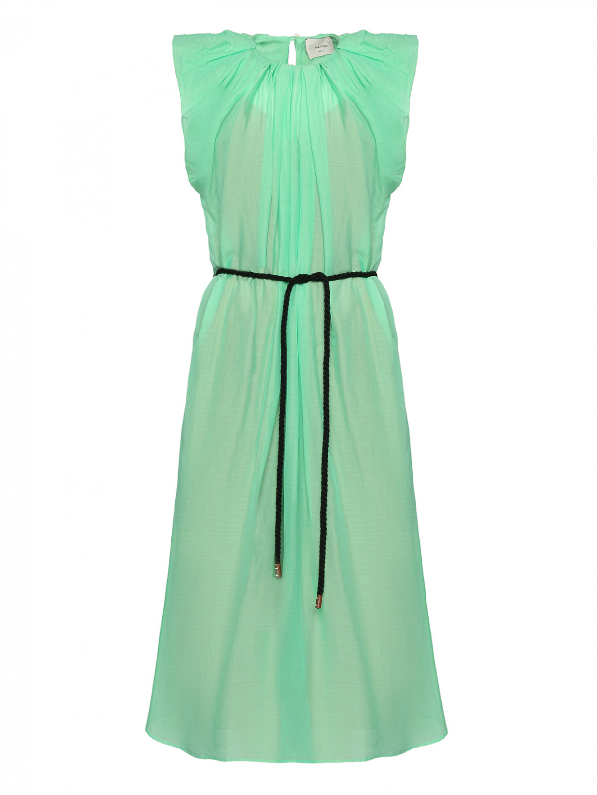 Платье-миди из хлопка и шелка Alysi  –  Общий вид  – Цвет:  Зеленый