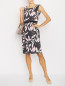 Платье-миди из хлопка с цветочным узором Comma  –  МодельОбщийВид