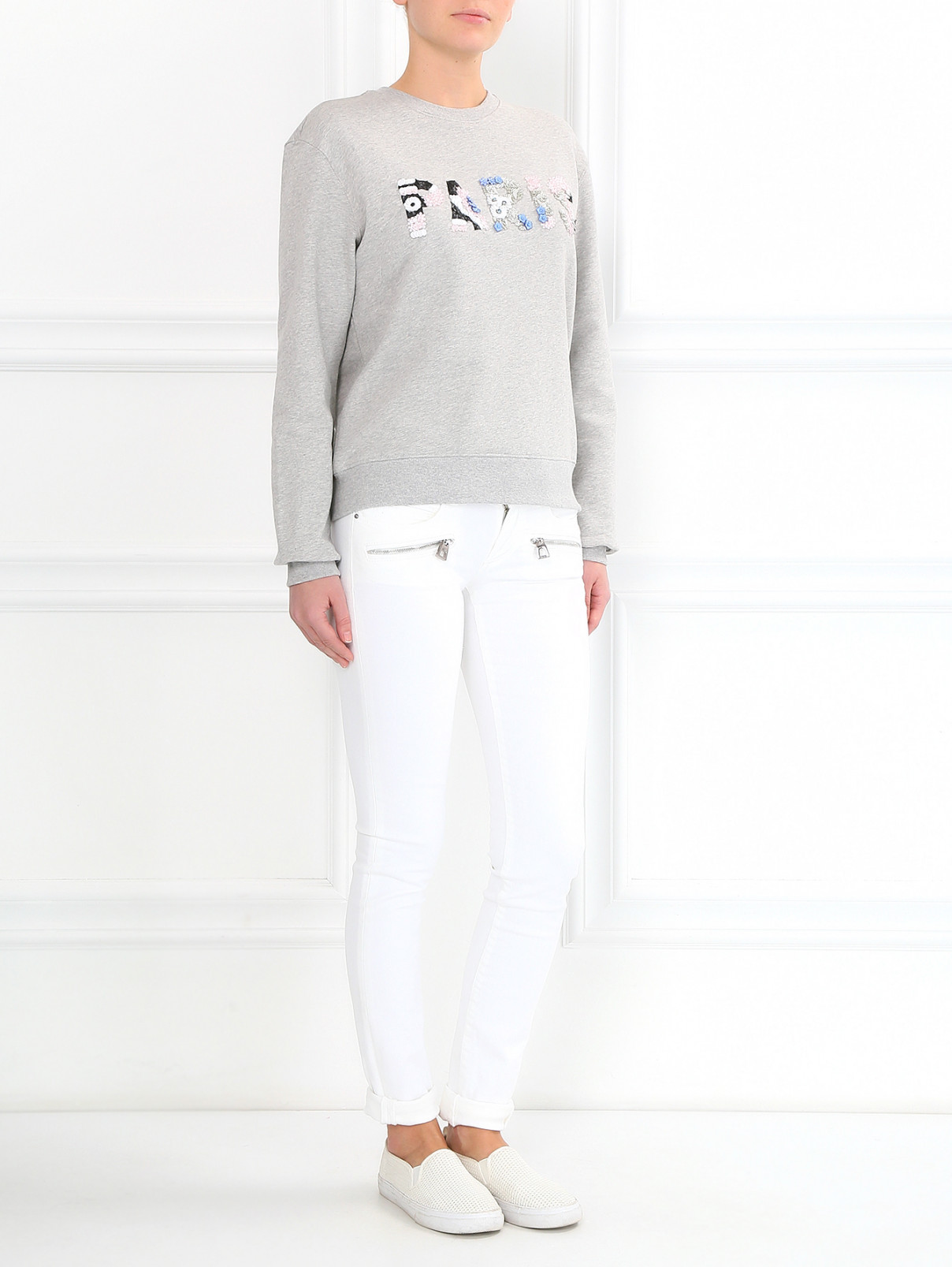 Узкие джинсы из светлого денима Barbara Bui  –  Модель Общий вид  – Цвет:  Белый