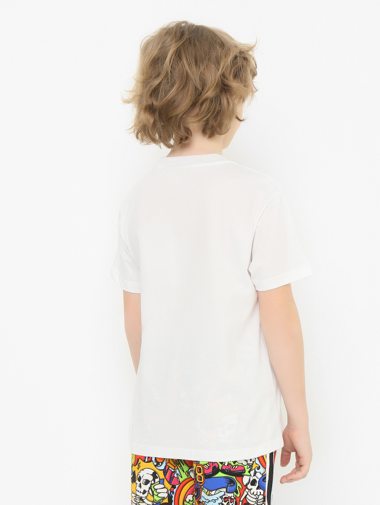 Хлопковая футболка с принтом Aspesi  –  МодельВерхНиз1  – Цвет:  Белый