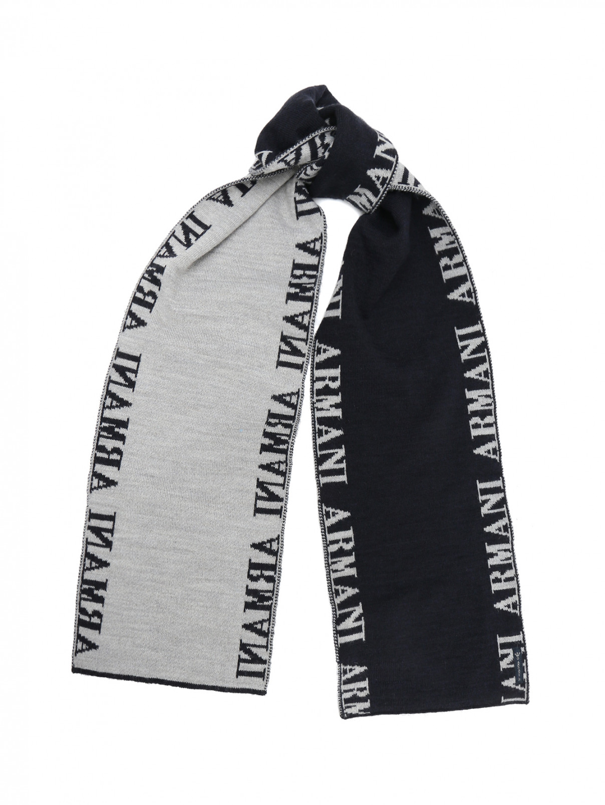 Шапка и шарф  с контастной отделкой в комплекте Armani Junior  –  Общий вид  – Цвет:  Серый