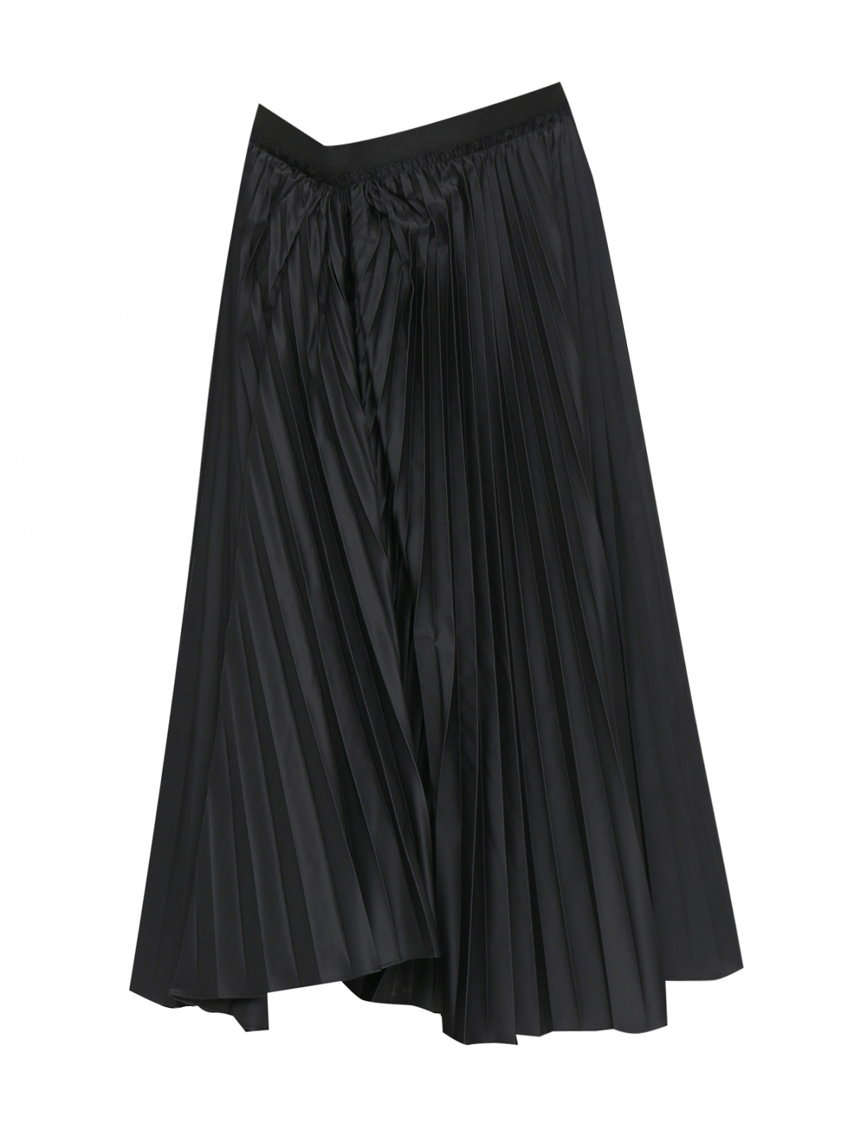 Плиссированная юбка-миди на резинке Marni  –  Общий вид  – Цвет:  Черный