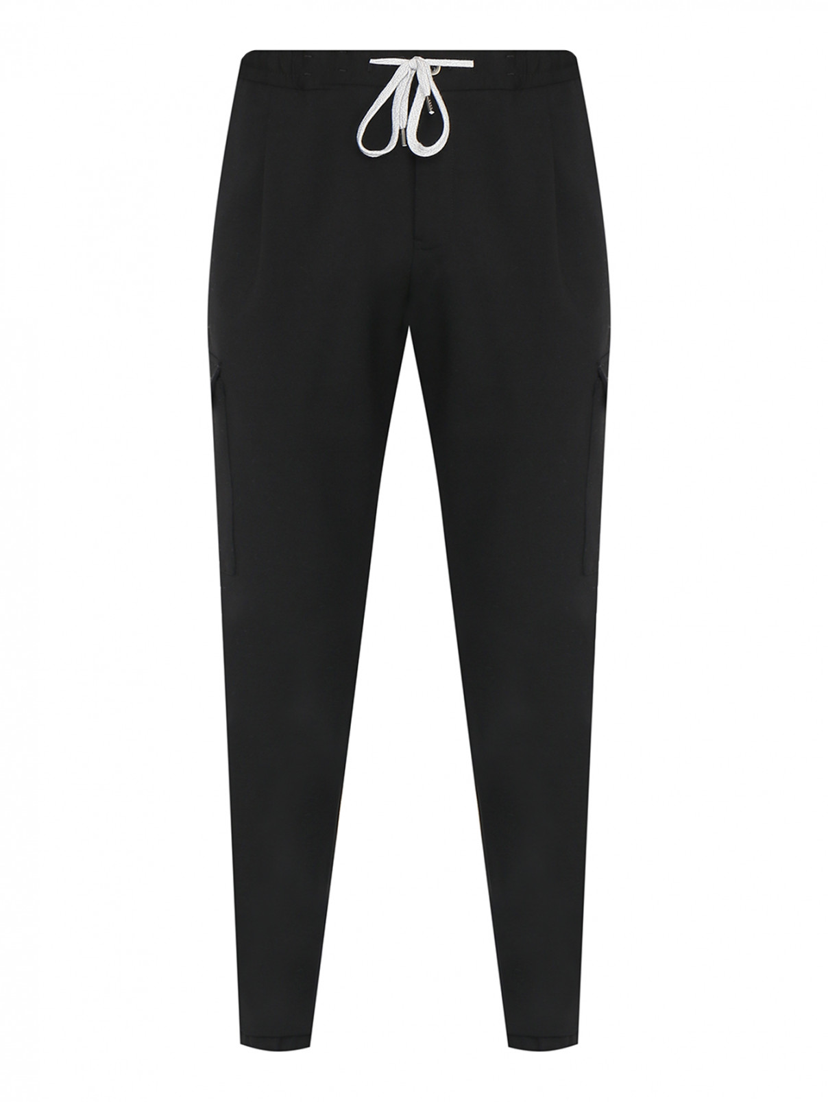 Трикотажные брюки на резинке с карманами PT Torino  –  Общий вид  – Цвет:  Черный