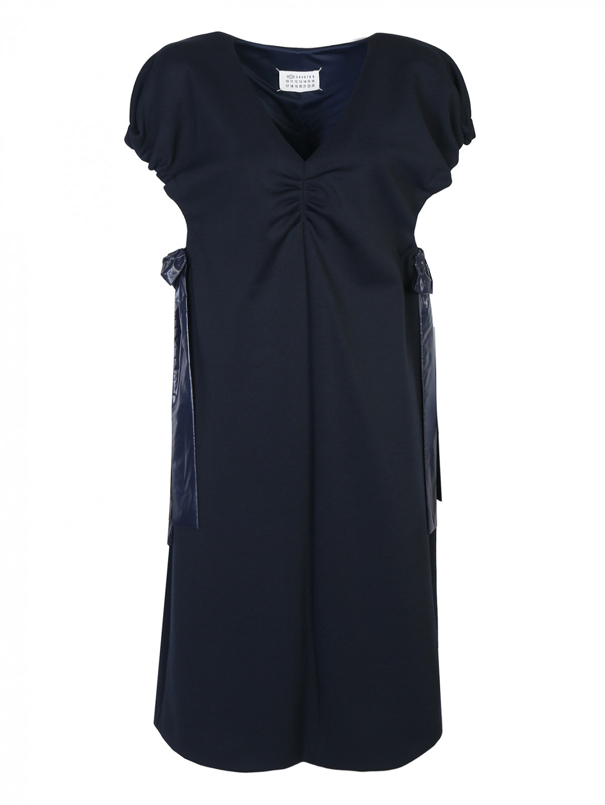 Платье трикотажное с драпировкой Maison Margiela  –  Общий вид  – Цвет:  Синий