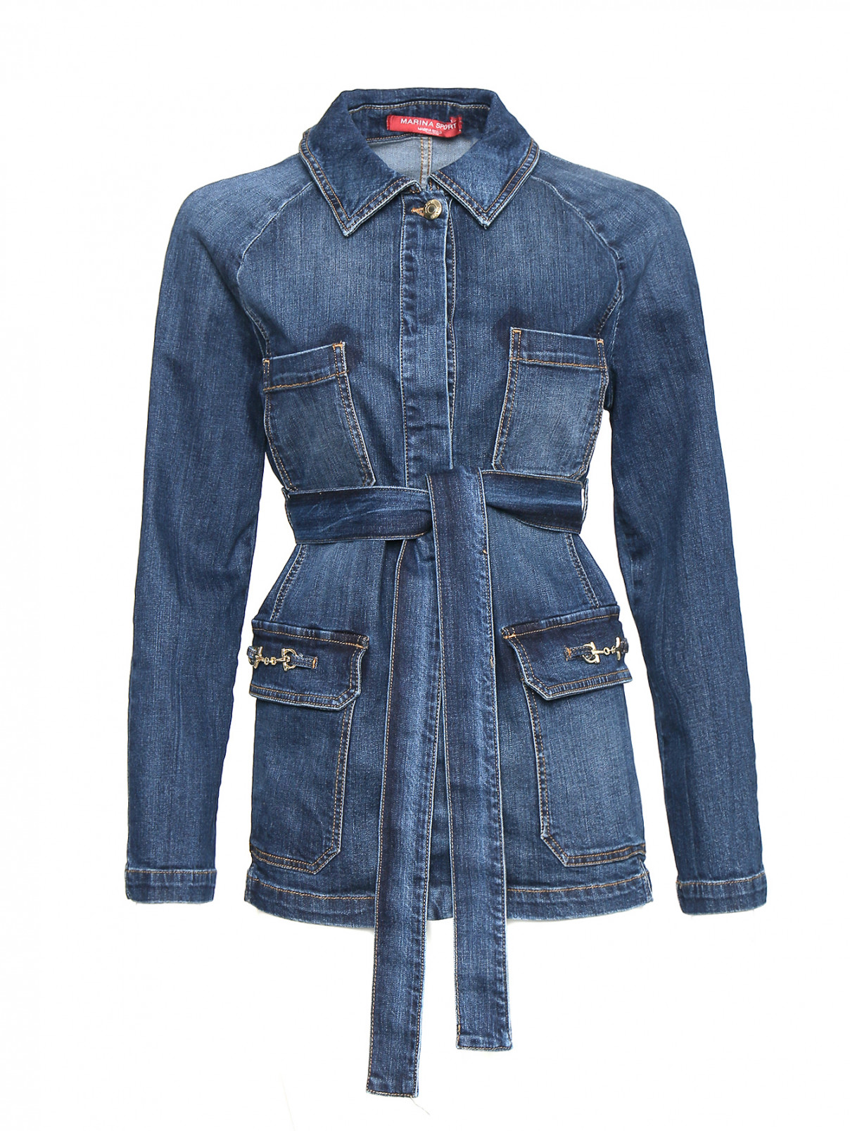 Джинсовая куртка с карманом Marina Rinaldi  –  Общий вид  – Цвет:  Синий