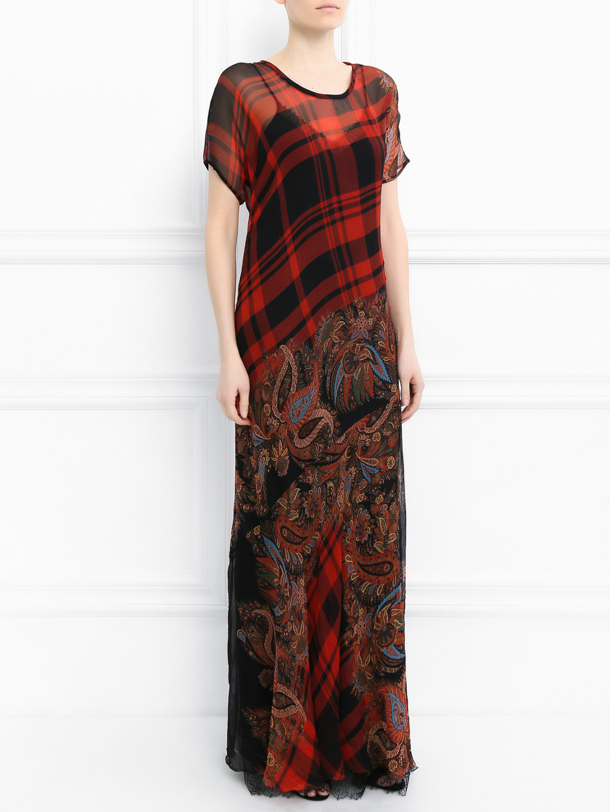 Платье-макси из шелка с узором "пейсли" Etro  –  Модель Общий вид  – Цвет:  Узор