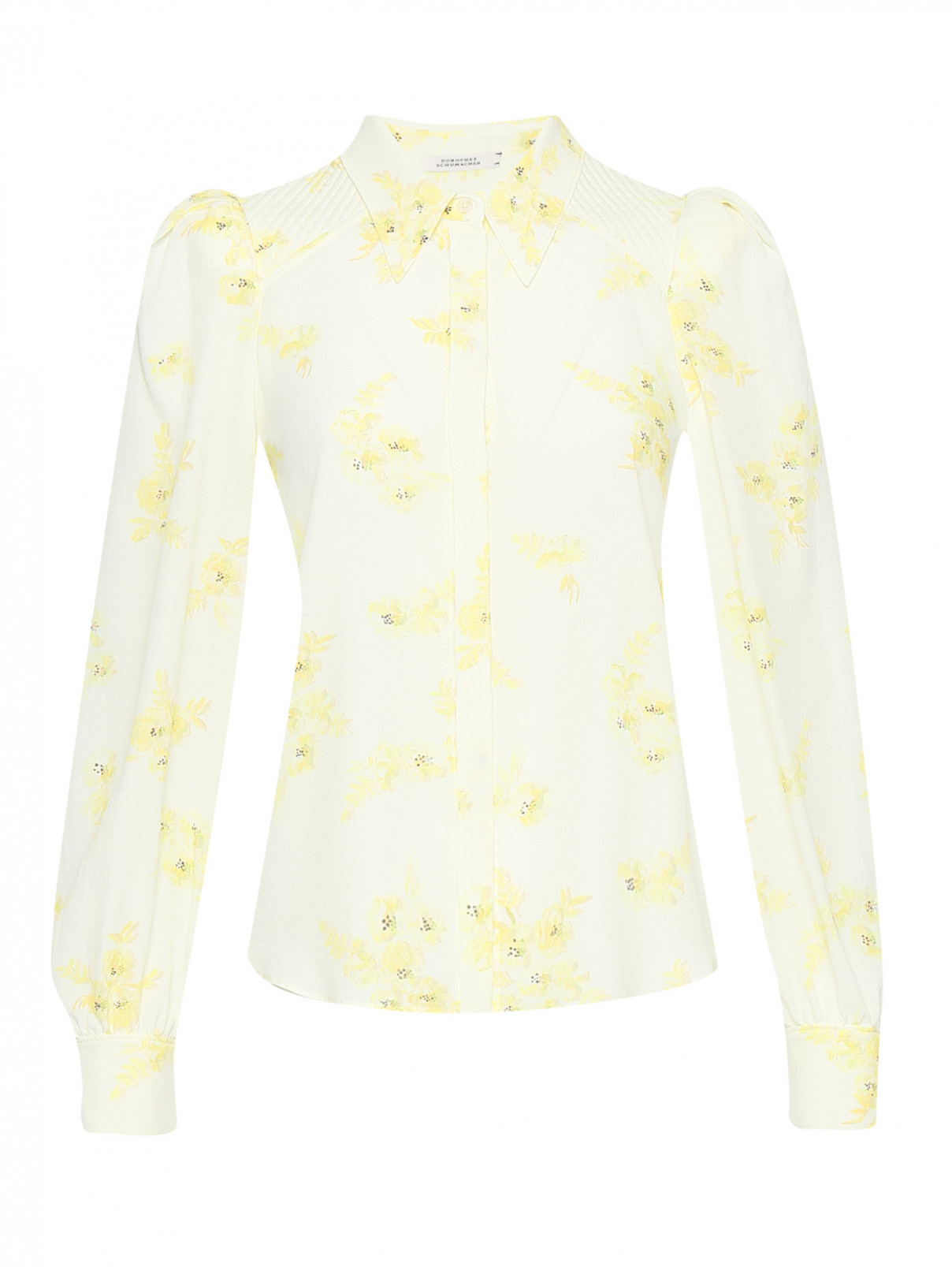 Блуза из смешанного шелка с узором Dorothee Schumacher  –  Общий вид  – Цвет:  Желтый