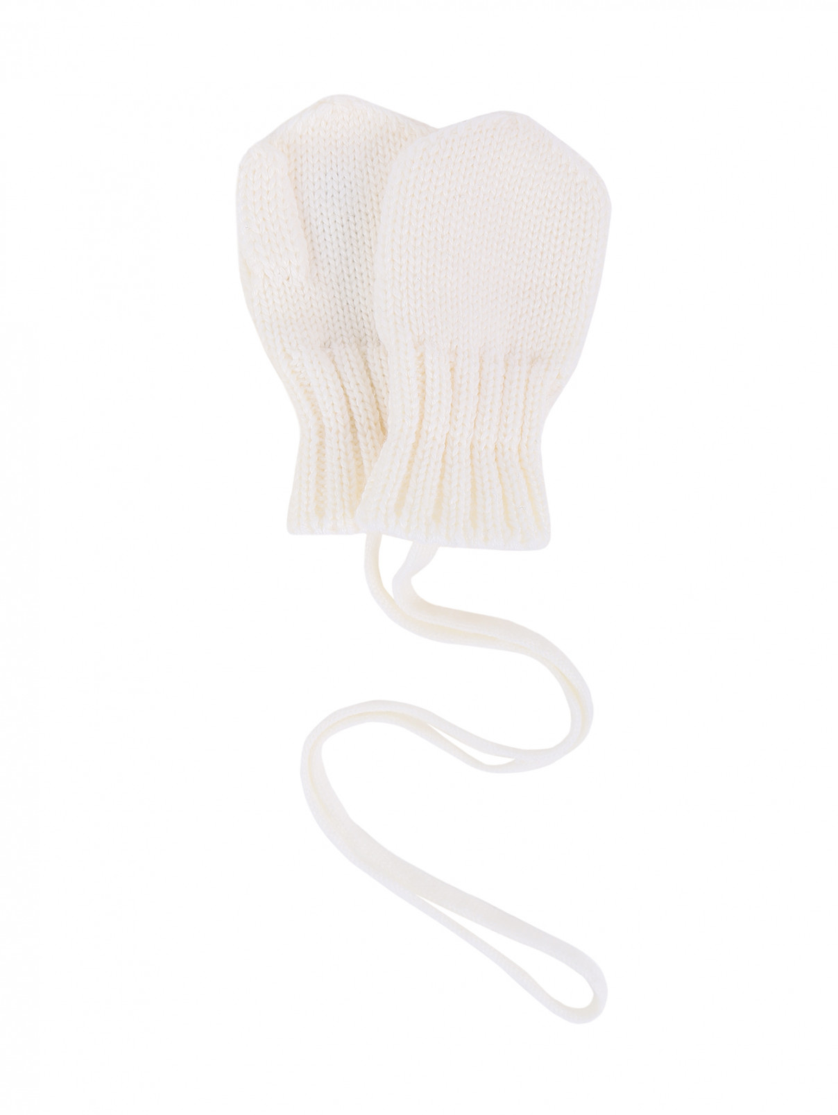 Варежки из шерсти на ленте IL Trenino  –  Общий вид  – Цвет:  Белый