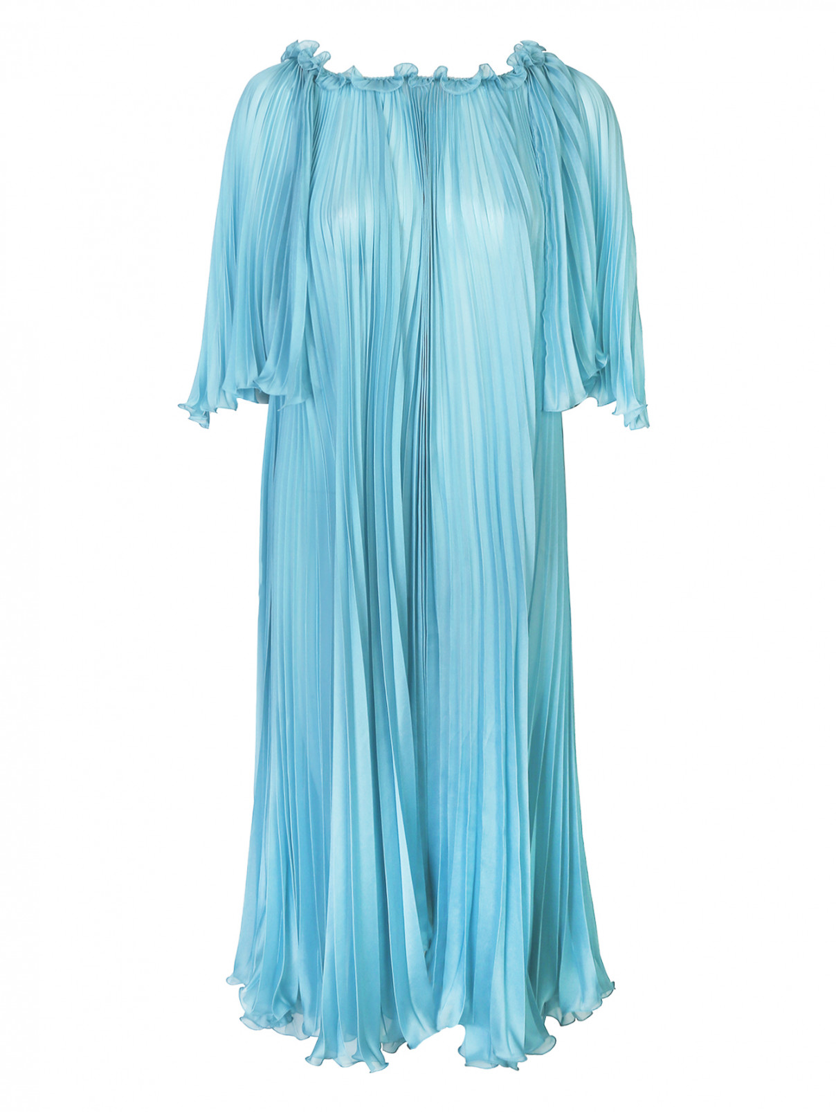 Платье из шелка плиссированное Alberta Ferretti  –  Общий вид  – Цвет:  Синий