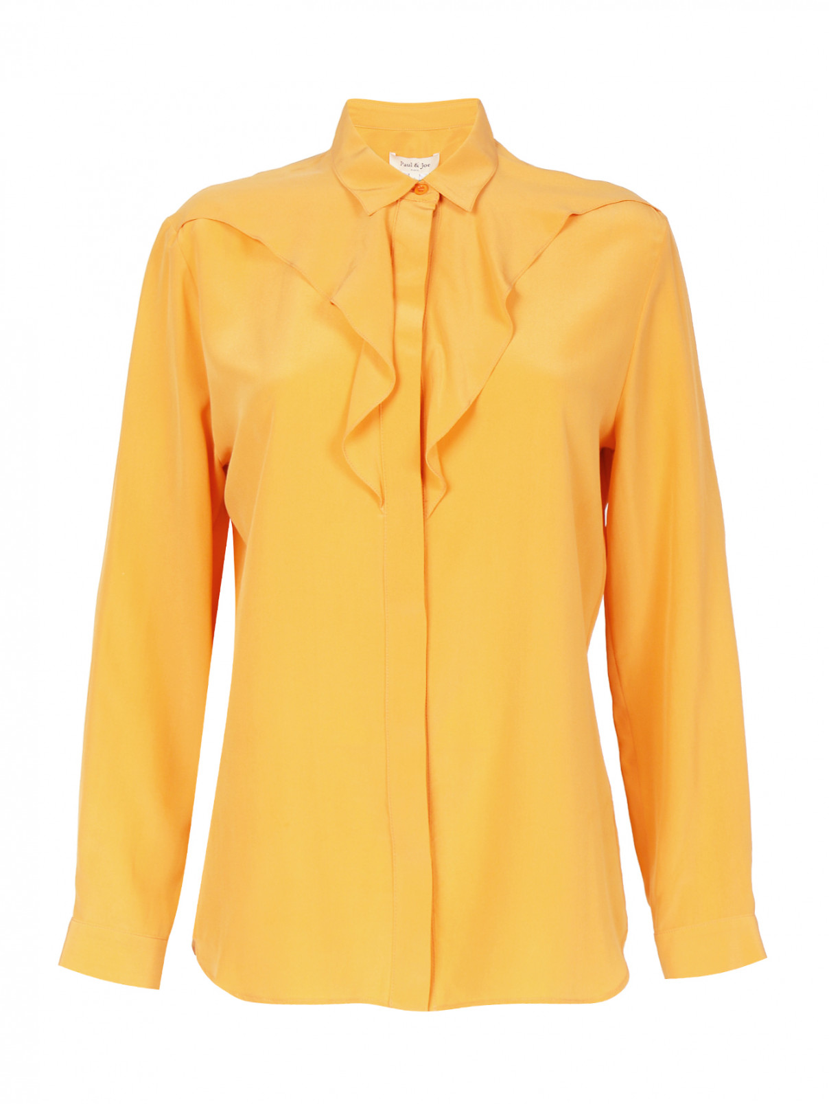 Блуза из шелка  с драпировкой Paul&Joe  –  Общий вид  – Цвет:  Оранжевый