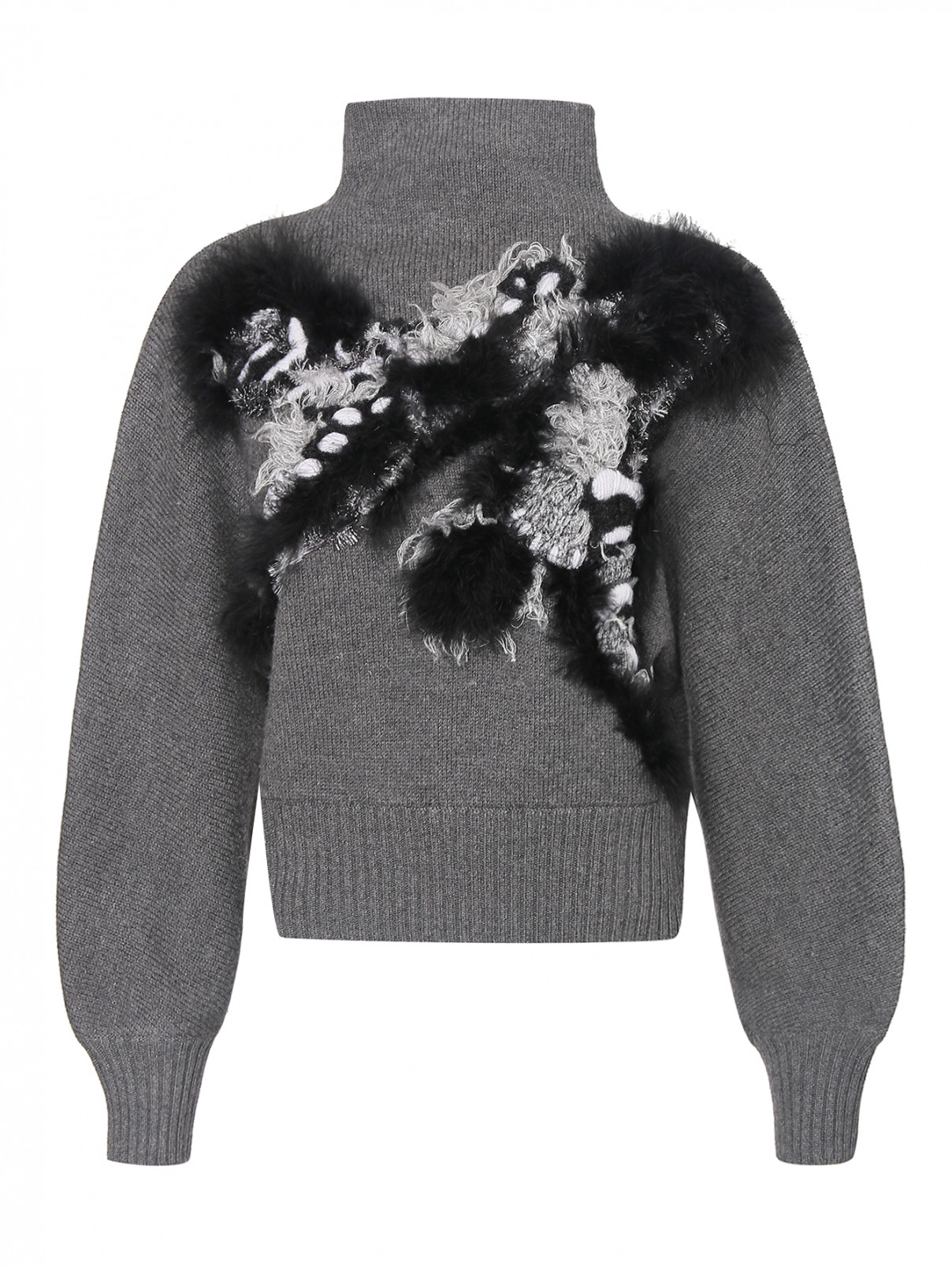 Свитер из шерсти с вышивкой Alberta Ferretti  –  Общий вид  – Цвет:  Серый