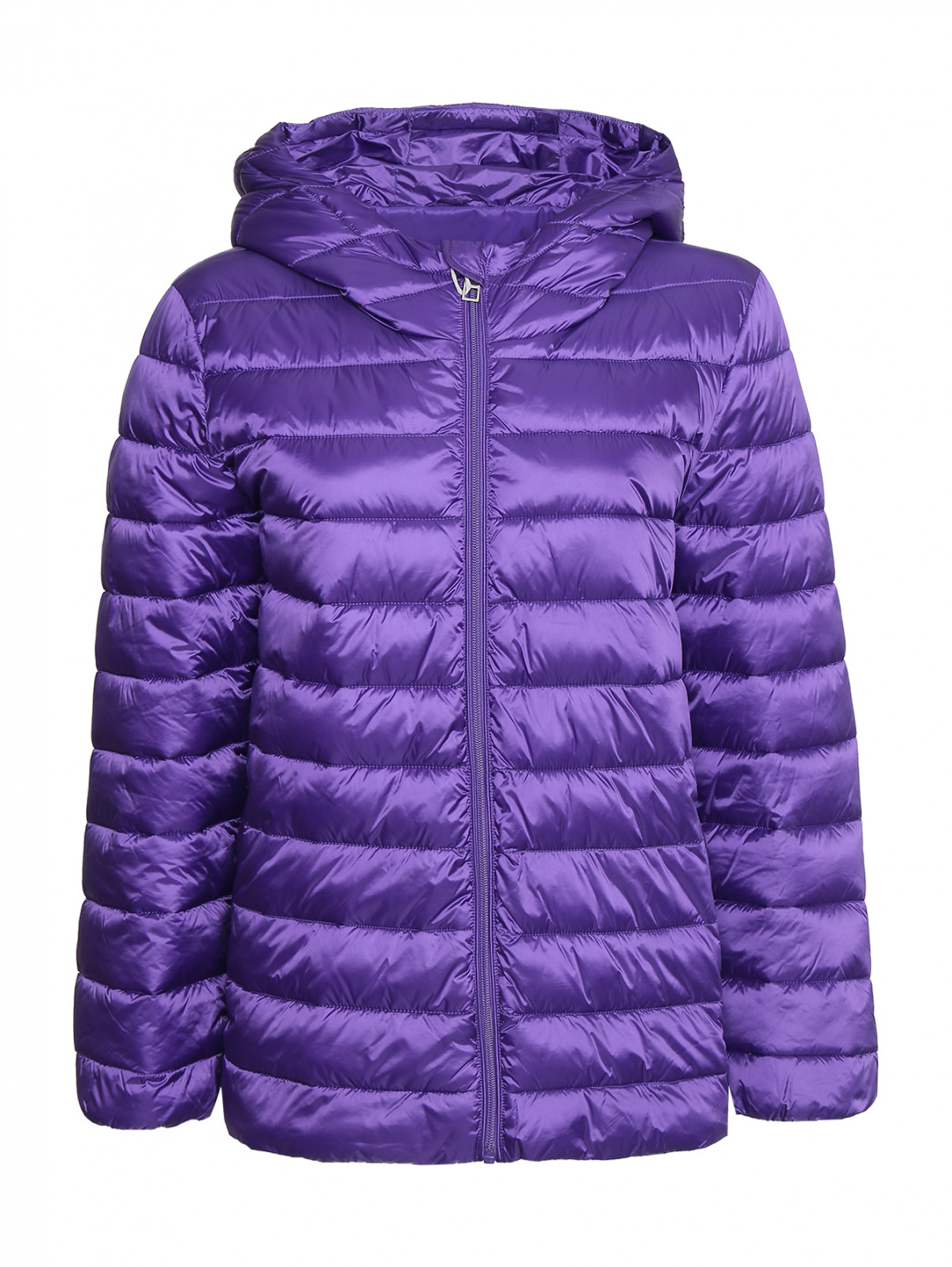 Стеганая куртка на молнии с капюшоном Marina Rinaldi  –  Общий вид  – Цвет:  Фиолетовый