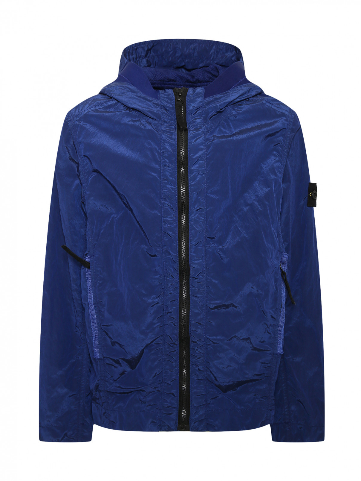 Куртка ветрозащитная с капюшоном Stone Island  –  Общий вид  – Цвет:  Синий