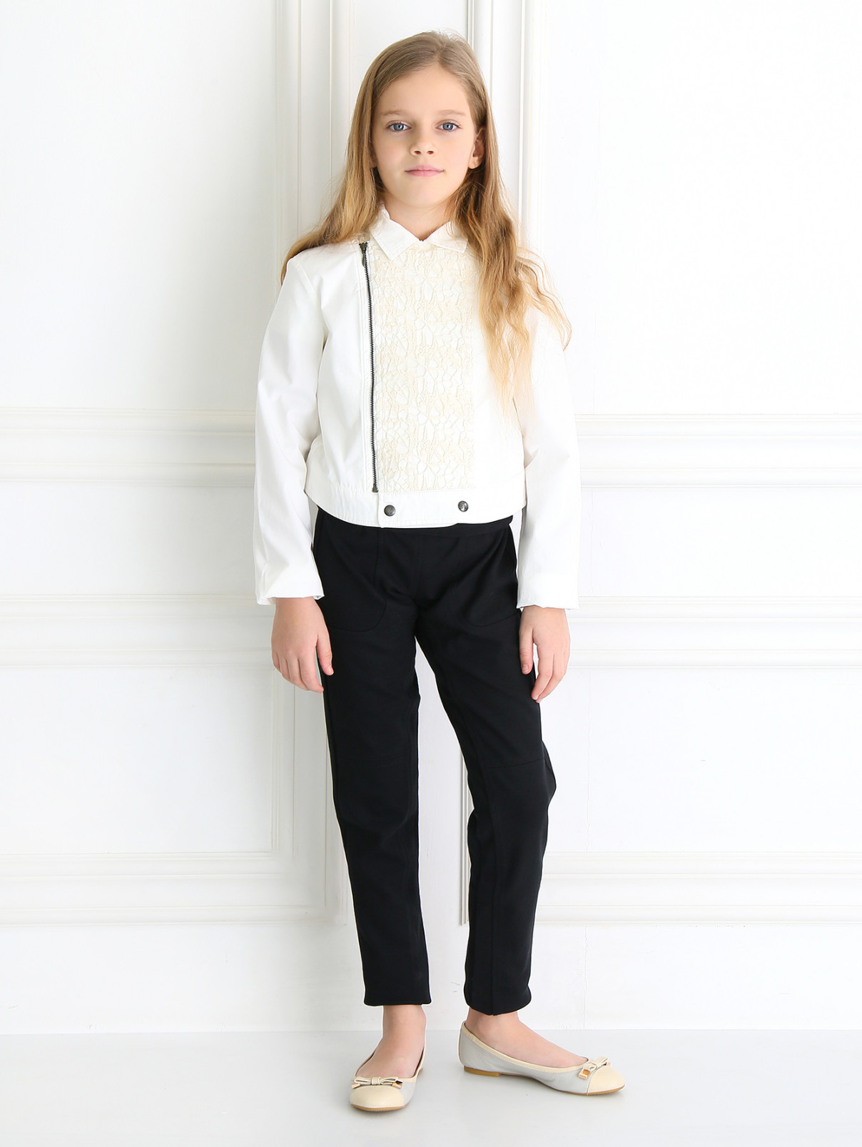 Легкая куртка с вставкой из кружева Gaultier Junior  –  Модель Общий вид  – Цвет:  Белый